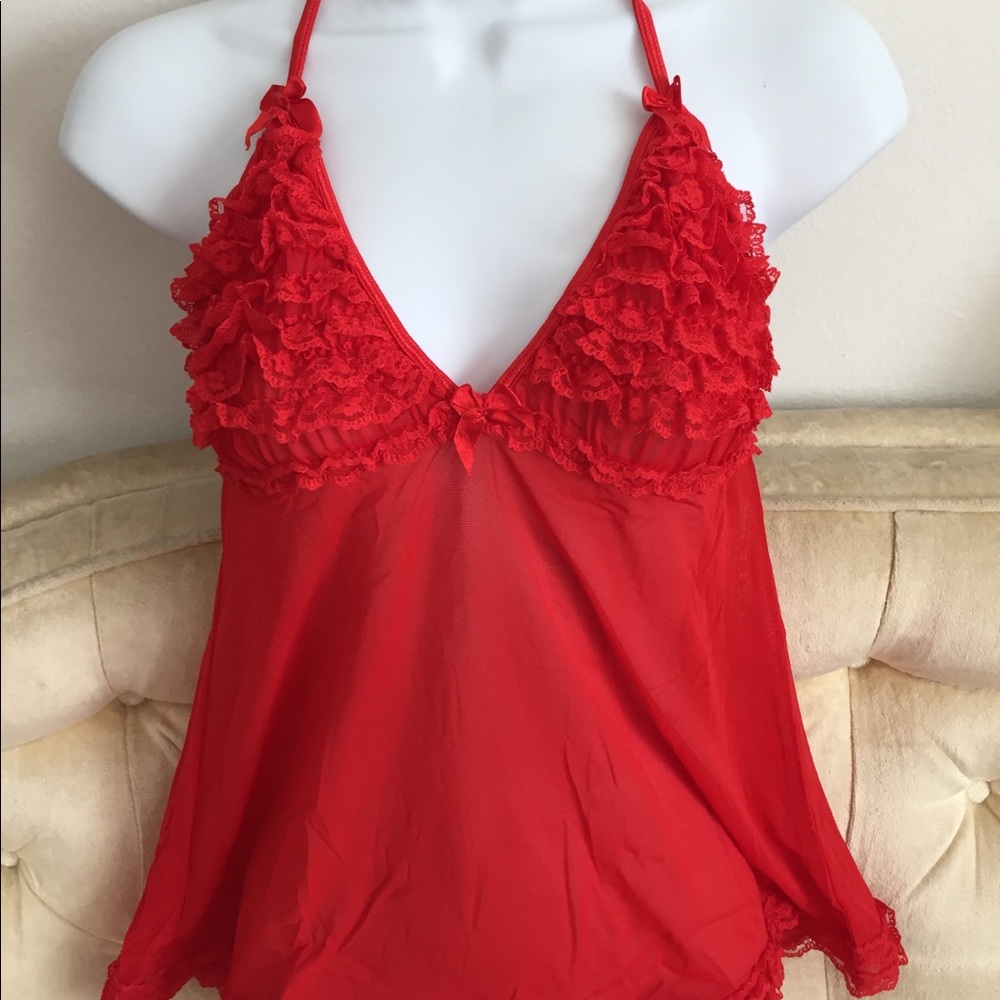 VINTAGE SEXY RED BABYDOLL TEDDY M